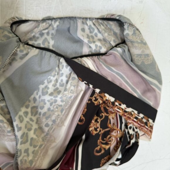 BOOHOO Faux Wrap Chain Mixed Print Dress Midi Lightweight V Neck Belt Plus Sz 20 - Picture 11 of 16